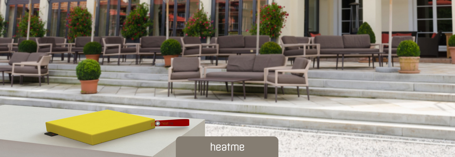 Heizkissen heatme, Akku-Waermekissen fuer Cafes, Restaurants, Aussengastronomie, Terrassen