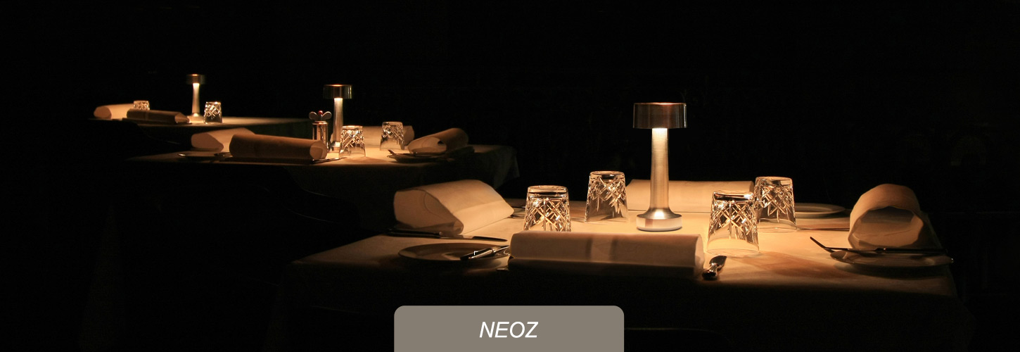 NEOZ kabellose Leuchten fuer Premium-Gastronomie, Hotels, Bars, Restaurants